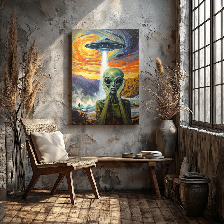 UFO "The Scream" Canvas – Surreal Sci-Fi & Iconic Artwork Fusion Art - Gifitto