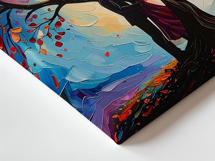 Surreal Heart Tree Canvas – Romantic Couple Under Fantasy Twilight - Gifitto