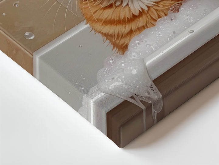 Grumpy Tabby Cat in Bathtub Canvas – Humorous Feline Bath Time Art - Gifitto