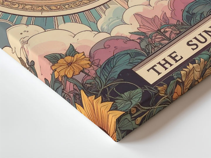 The Sun Tarot Canvas – Boho Vintage-Inspired Wall Art with Floral Radiance - Gifitto