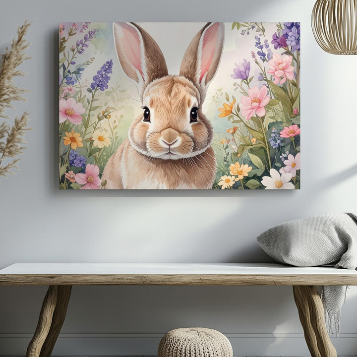 Serene Garden Rabbit Canvas – Peaceful Spring Wall Art - Gifitto