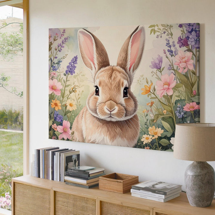 Serene Garden Rabbit Canvas – Peaceful Spring Wall Art - Gifitto