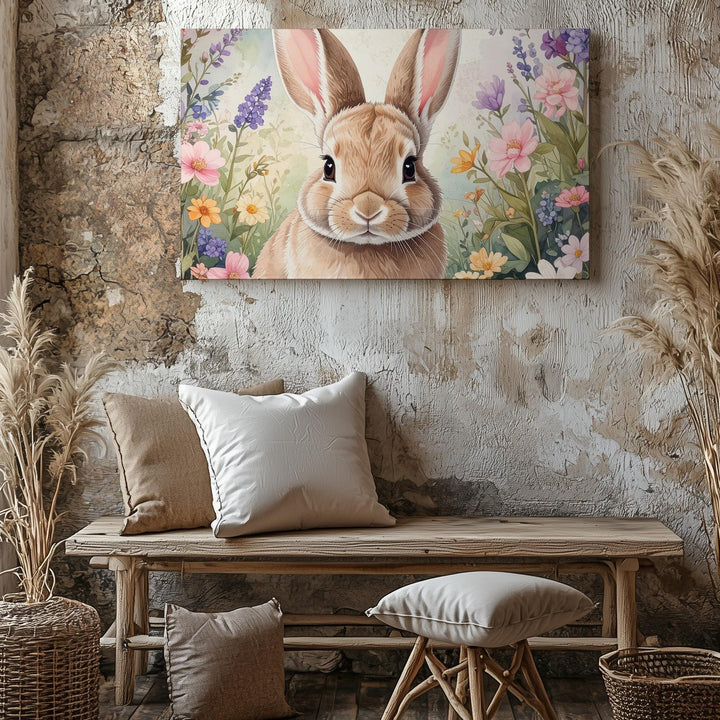 Serene Garden Rabbit Canvas – Peaceful Spring Wall Art - Gifitto