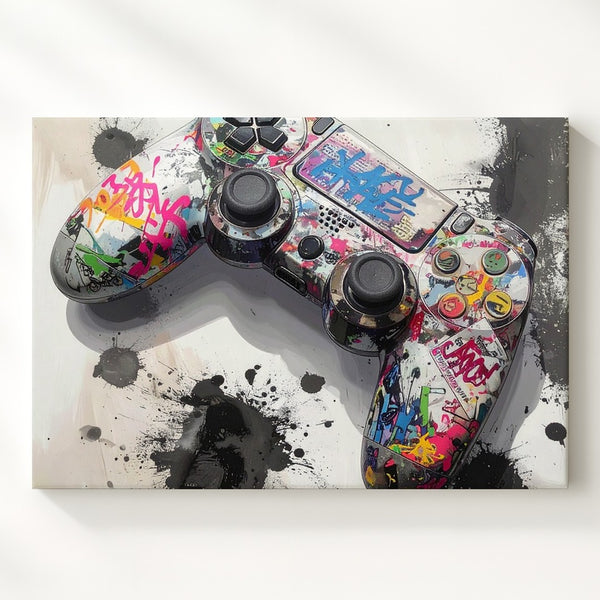 Graffiti Gamer Canvas – Urban Street Art Controller Wall Print - Gifitto