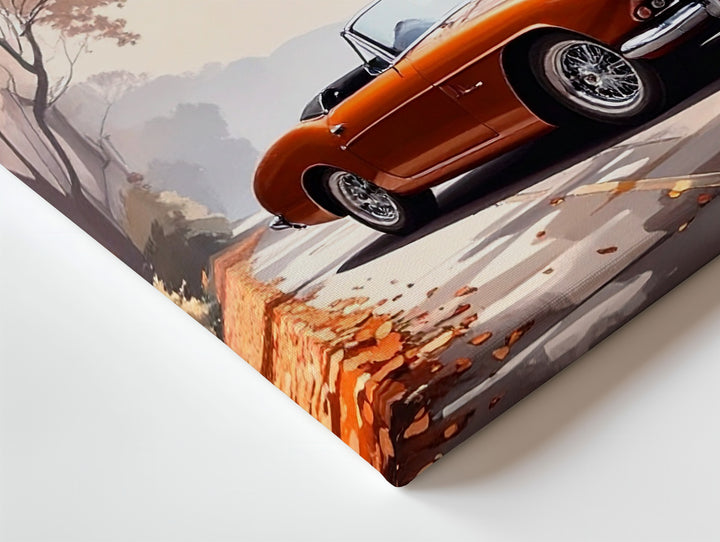 Autumn Roadster Canvas – Vintage Bronze Car on Forest Path Wall Art - Gifitto