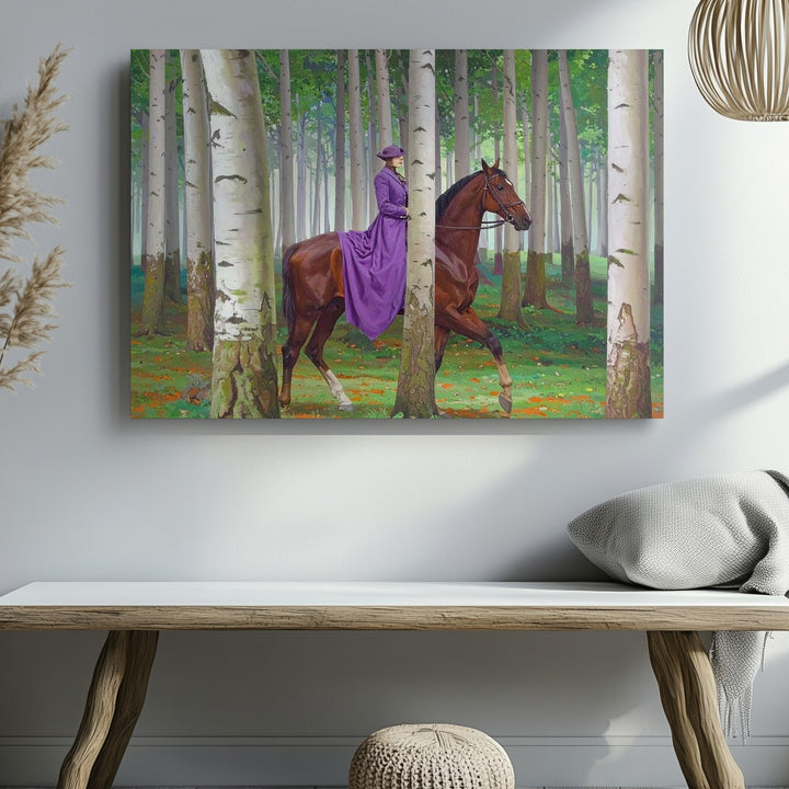Dreamwalkers Forest Canvas – Surreal Elongated Horses & Riders Art - Gifitto