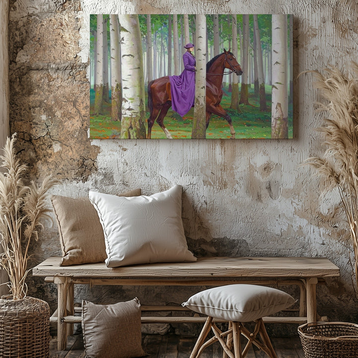 Dreamwalkers Forest Canvas – Surreal Elongated Horses & Riders Art - Gifitto