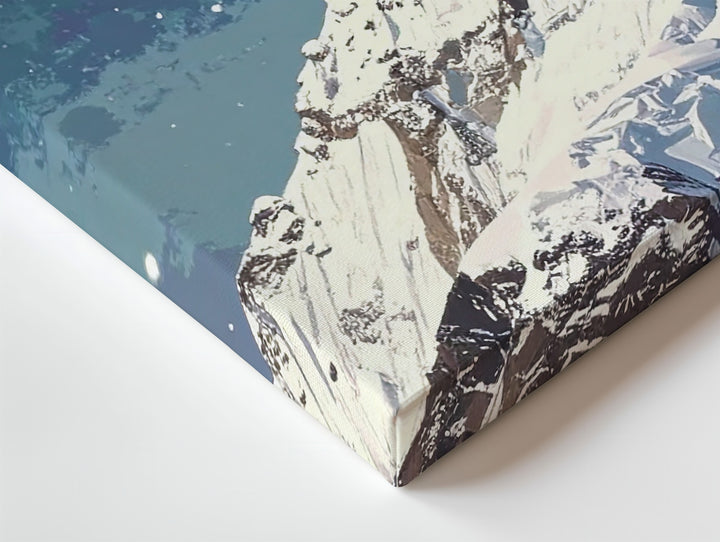 Silent Summit Canvas – Minimalist Snowy Mountain Under Starry Night Sky - Gifitto