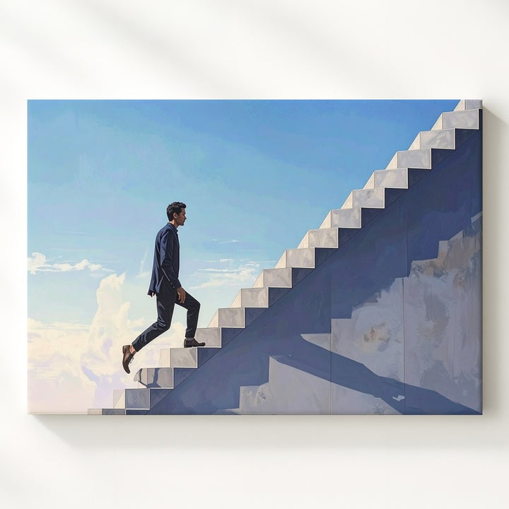 Transcendent Stairway Canvas – Surreal Journey to the Sky Wall Art - Gifitto