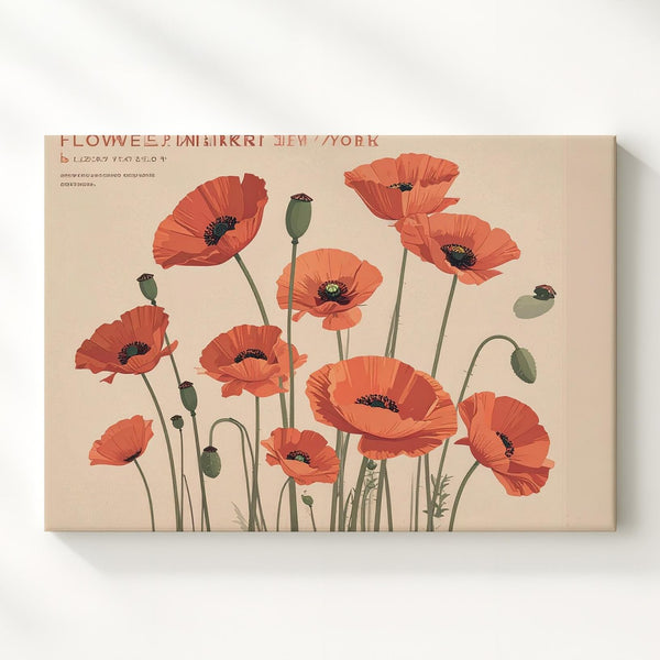 Flower Market New York Canvas – Retro Poppy Floral Art with Modern Elegance - Gifitto