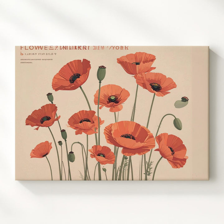 Flower Market New York Canvas – Retro Poppy Floral Art with Modern Elegance - Gifitto