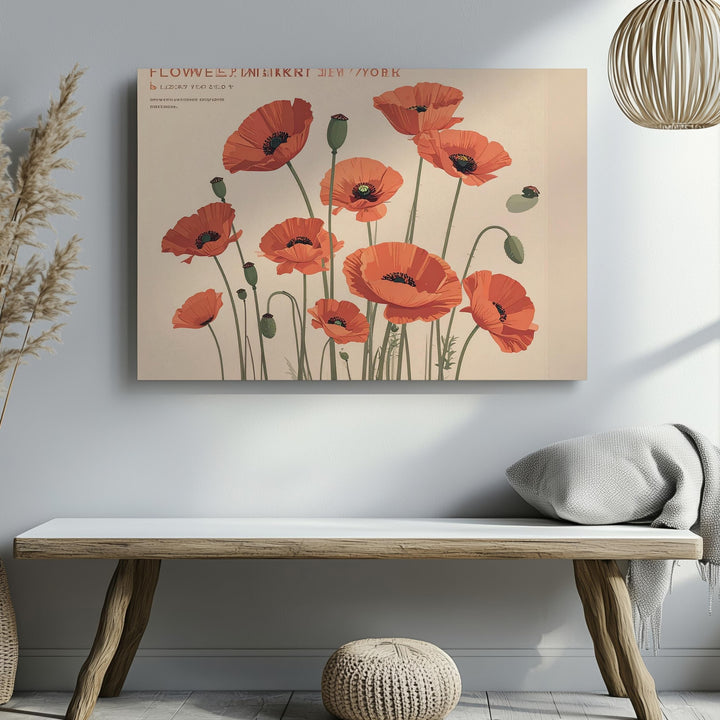 Flower Market New York Canvas – Retro Poppy Floral Art with Modern Elegance - Gifitto