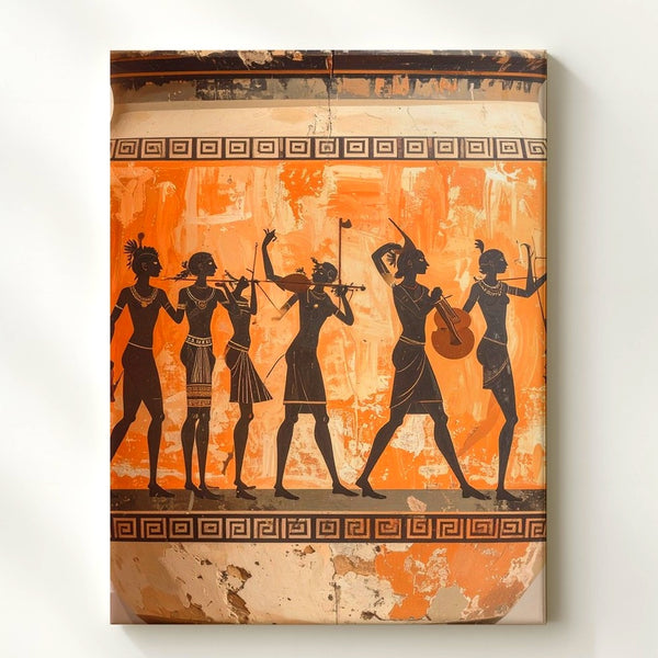 Dionysian Revelry Canvas – Ancient Greek Pottery Style Celebration Art - Gifitto