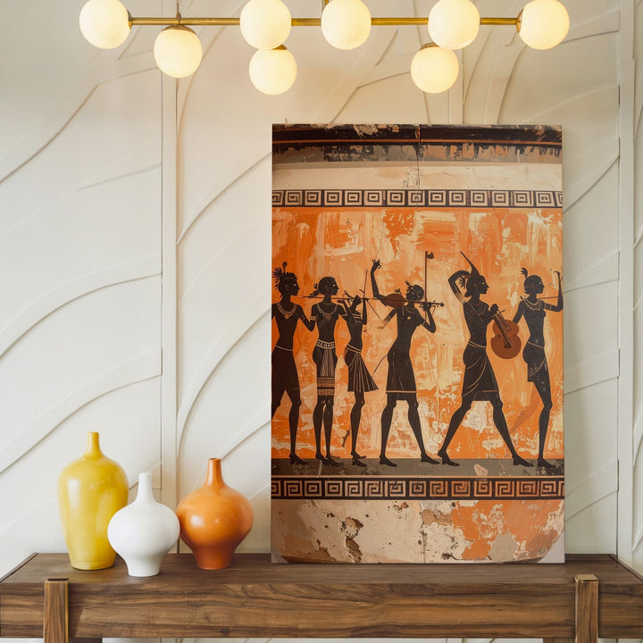 Dionysian Revelry Canvas – Ancient Greek Pottery Style Celebration Art - Gifitto