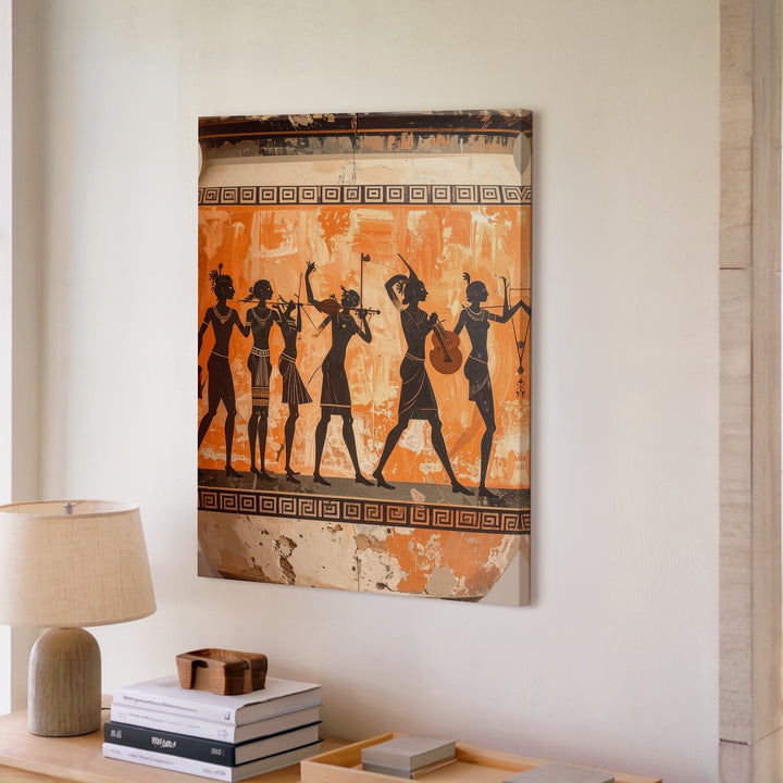 Dionysian Revelry Canvas – Ancient Greek Pottery Style Celebration Art - Gifitto