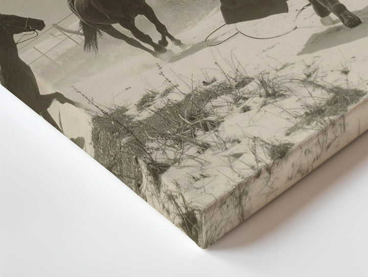 Fogbound Connection Canvas – Sepia Vintage Scene of Woman and Horses - Gifitto