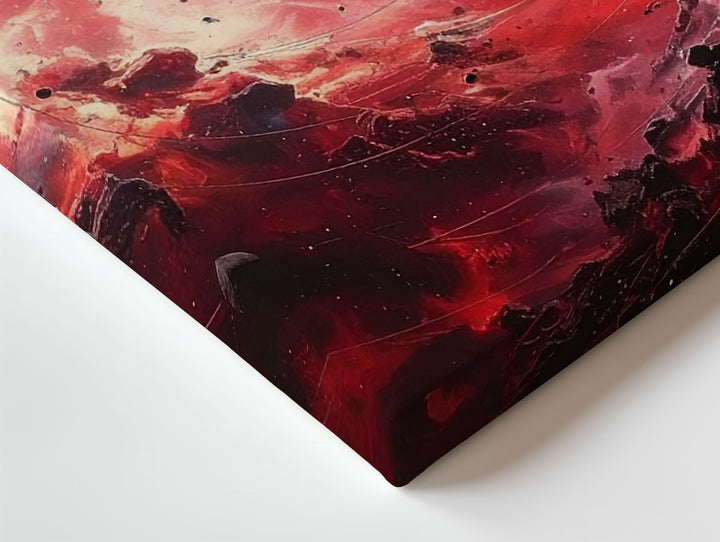 Crimson Void Canvas – Dark Planet with Spiraling Cosmic Storm & Red Nebulae - Gifitto