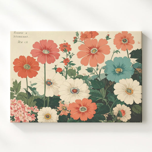 Flower Market Mexico Canvas – Festive Botanical Print with Mexican Folk Art Flair - Gifitto