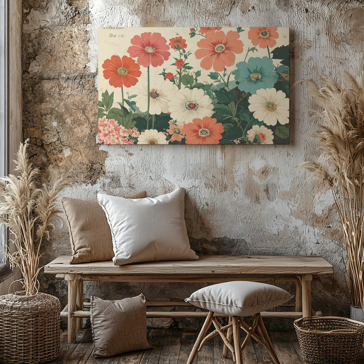 Flower Market Mexico Canvas – Festive Botanical Print with Mexican Folk Art Flair - Gifitto