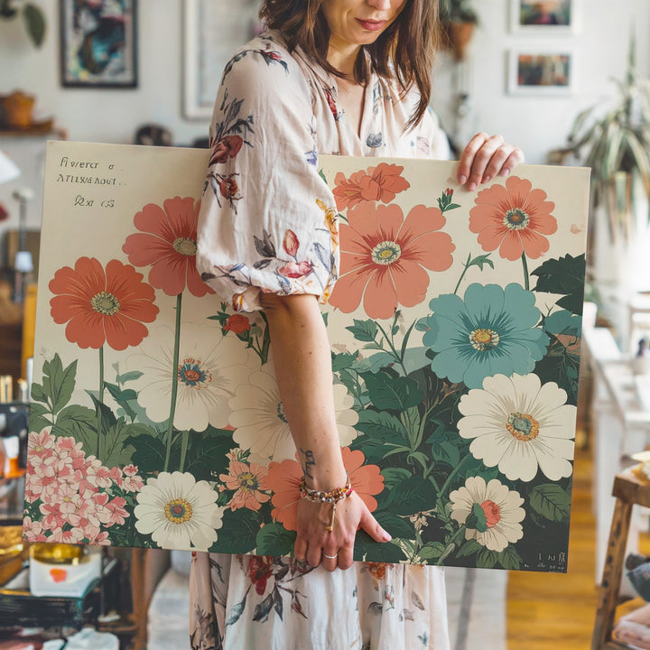 Flower Market Mexico Canvas – Festive Botanical Print with Mexican Folk Art Flair - Gifitto