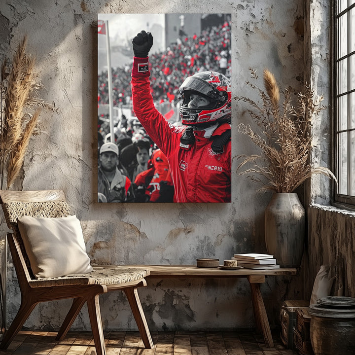 Ferrari F1 Victory Canvas – Selective Color Motorsport Celebration Wall Art - Gifitto