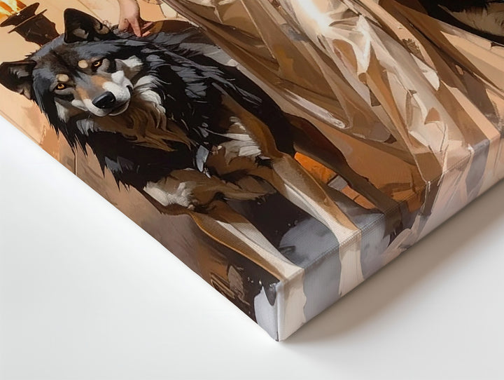 Warrior Queen & Wolves Canvas – Mythic Fantasy Regal Portrait - Gifitto