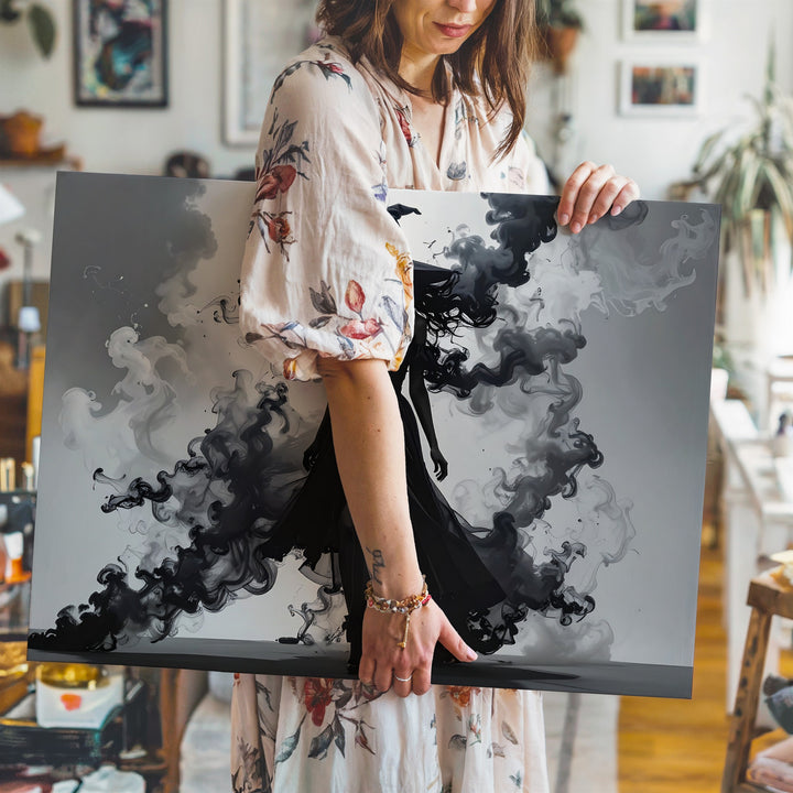 Witch of Shadows Canvas – Mysterious Sorceress in Dark Smoke Wall Art - Gifitto