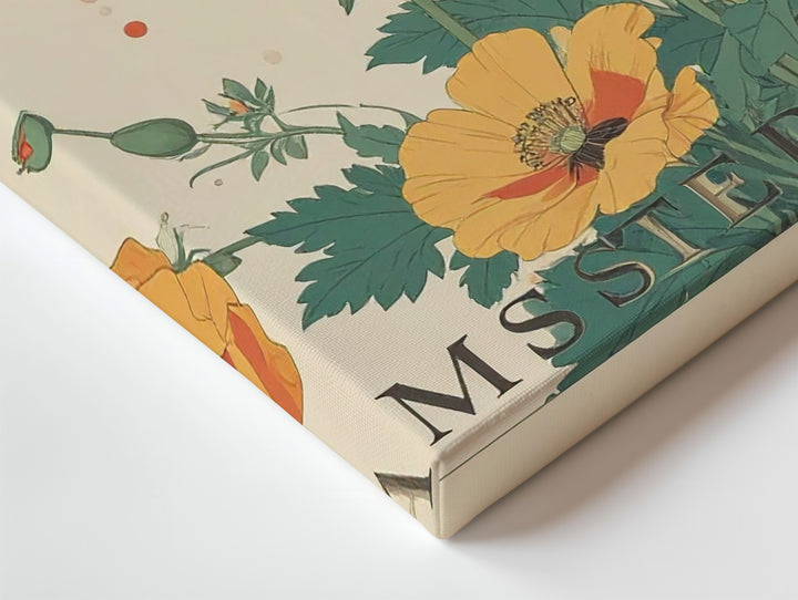 Flower Market Amsterdam Canvas – Retro Poppy Floral Print with Vintage Poster Vibes - Gifitto