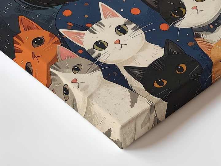 Girl with Cats Canvas – Whimsical Companionship Wall Art in Graphic Style - Gifitto