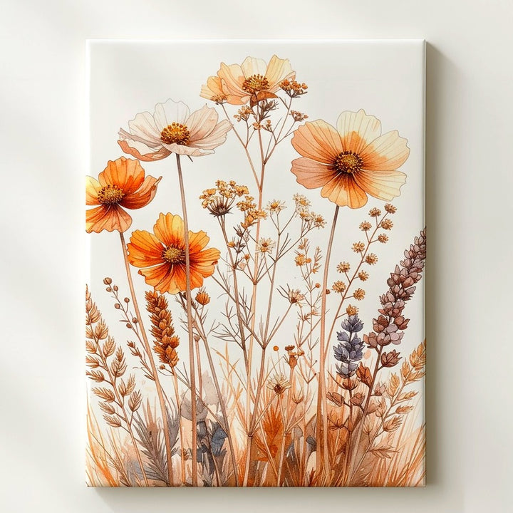 Autumn Wildflower Canvas – Minimalist Botanical Art with Dried and Fresh Stems - Gifitto
