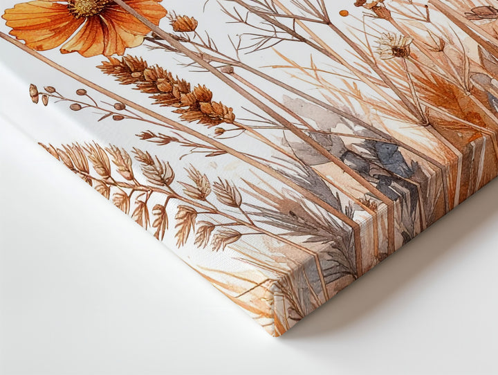 Autumn Wildflower Canvas – Minimalist Botanical Art with Dried and Fresh Stems - Gifitto