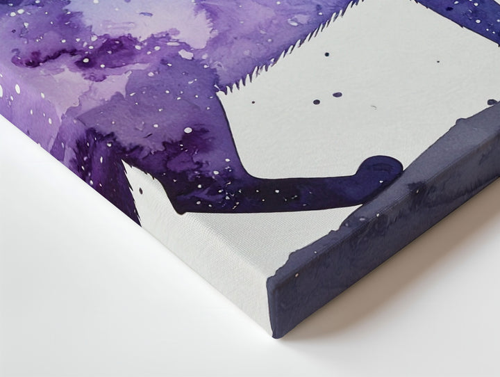 Galactic Walk Cat Canvas – Watercolor Silhouette with Cosmic Pattern - Gifitto