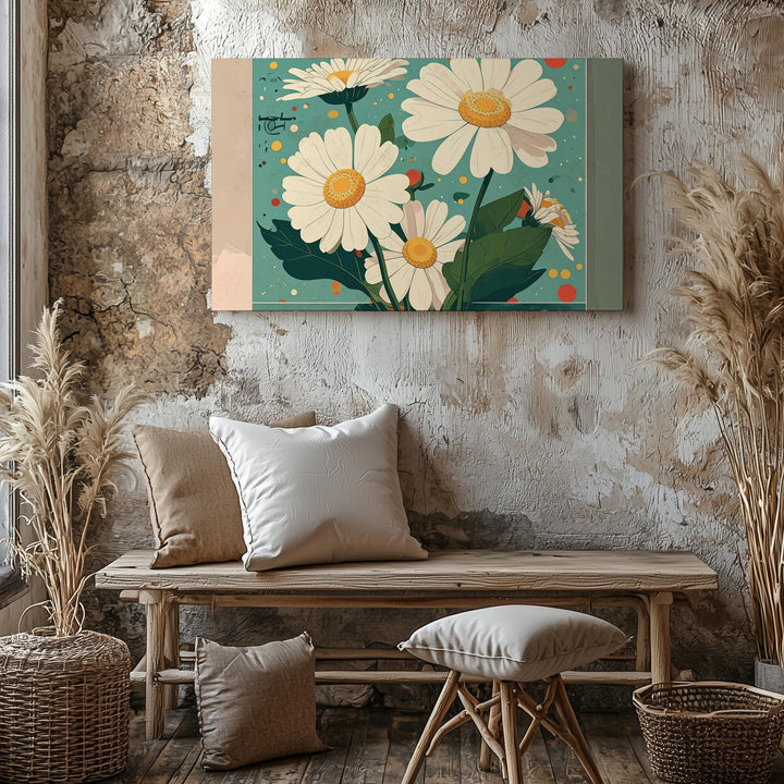 Flower Market Lisbon Canvas – Retro Daisy Floral Print with Travel Poster Charm - Gifitto
