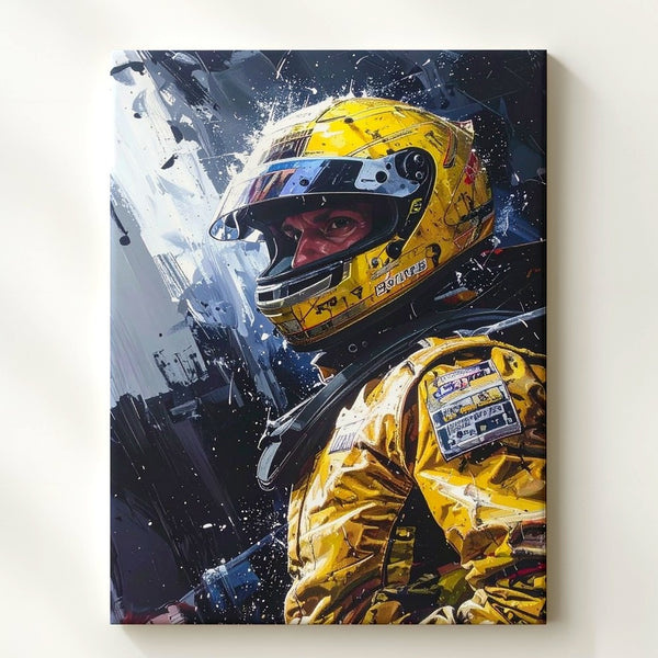 Ayrton Senna Rain Race Canvas – Intense Formula 1 Portrait Wall Art - Gifitto