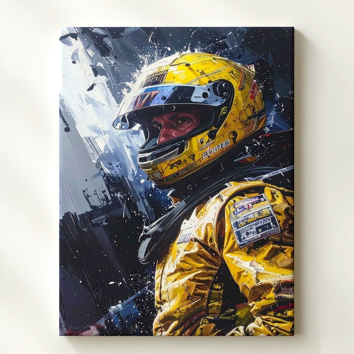 Ayrton Senna Rain Race Canvas – Intense Formula 1 Portrait Wall Art - Gifitto