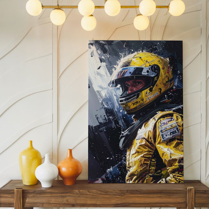 Ayrton Senna Rain Race Canvas – Intense Formula 1 Portrait Wall Art - Gifitto