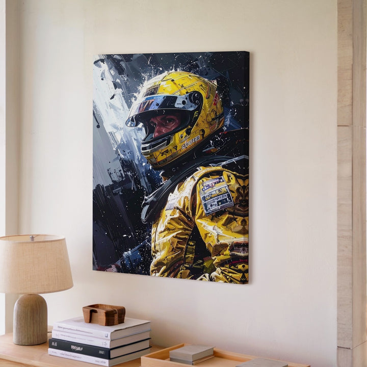 Ayrton Senna Rain Race Canvas – Intense Formula 1 Portrait Wall Art - Gifitto