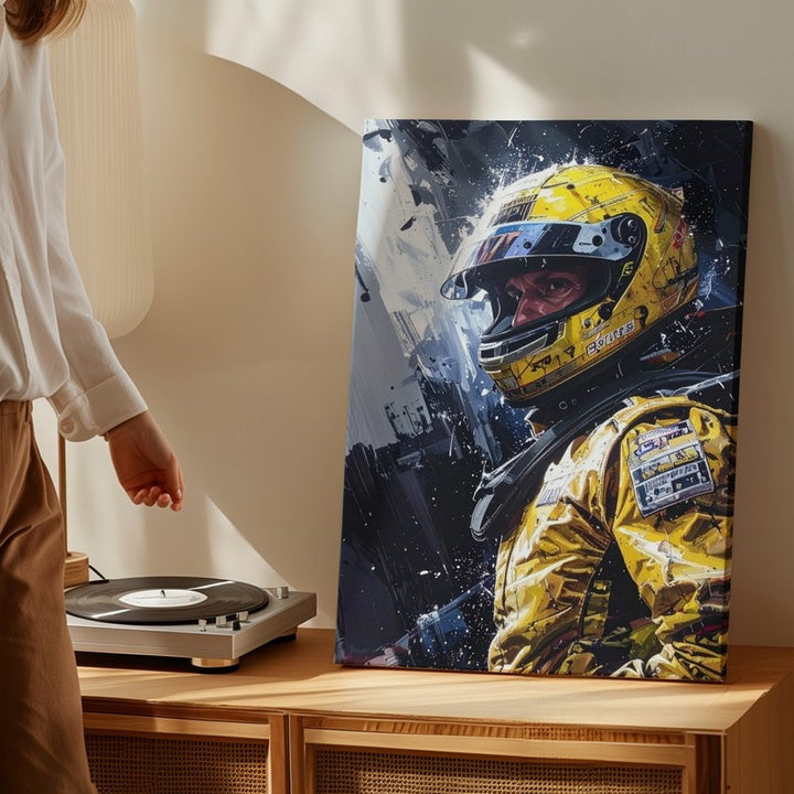 Ayrton Senna Rain Race Canvas – Intense Formula 1 Portrait Wall Art - Gifitto