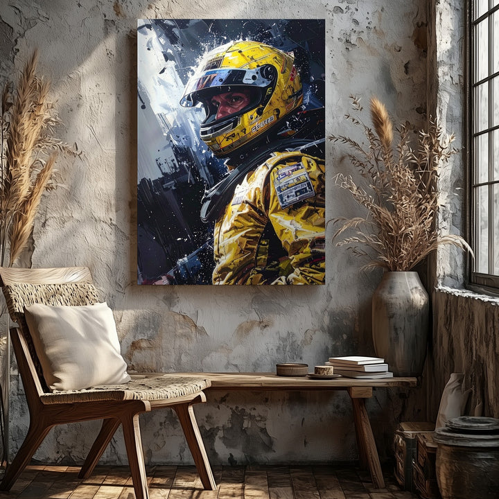 Ayrton Senna Rain Race Canvas – Intense Formula 1 Portrait Wall Art - Gifitto