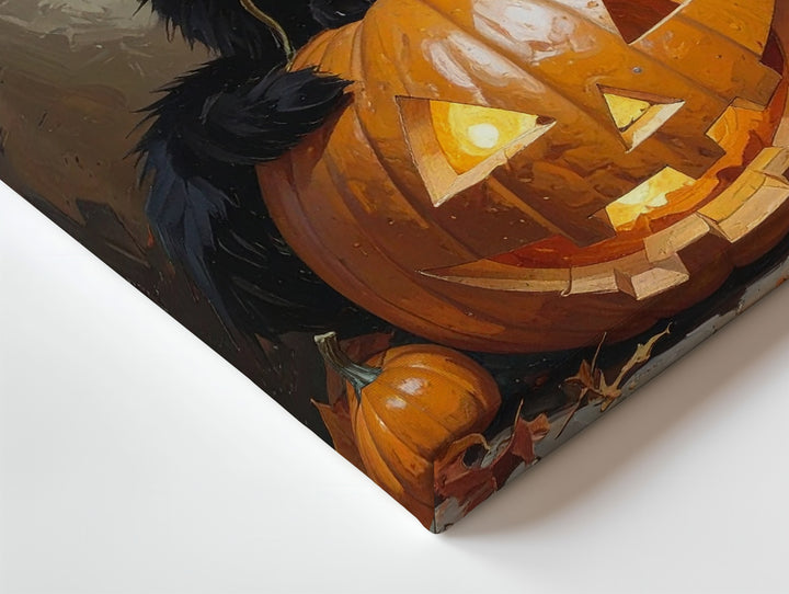 Halloween Cat in Pumpkin Canvas – Cozy Autumn Jack-o'-Lantern Wall Art - Gifitto