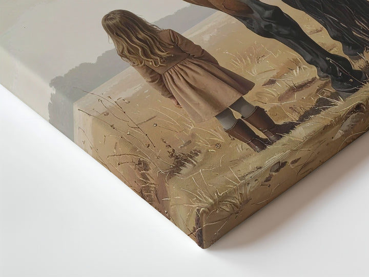 Kindred Stillness Canvas – Girl and Horse from Behind in Autumn Field - Gifitto
