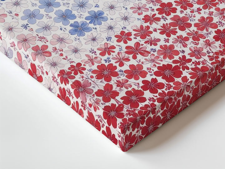 Patriotic Cherry Blossom Canvas – Modern Floral Flag Design in Red, White, and Blue - Gifitto