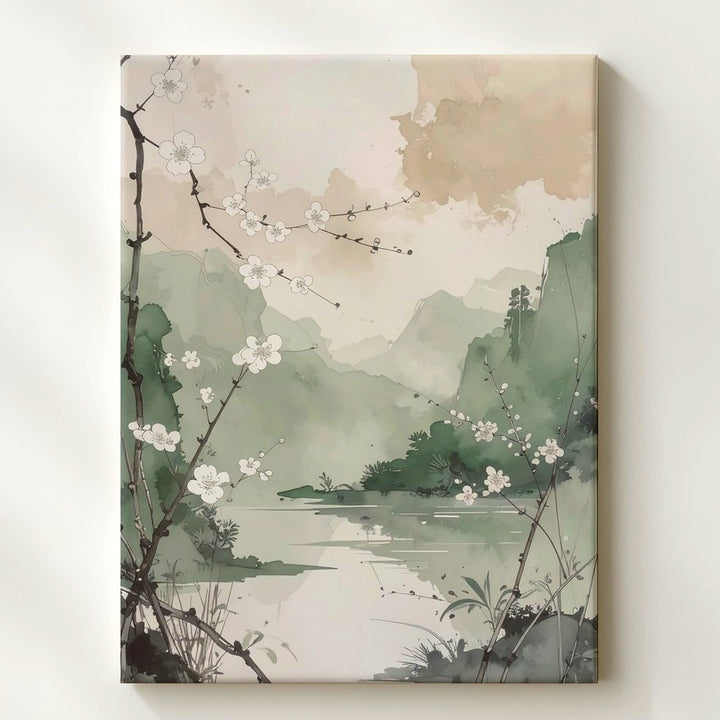 Ethereal Blossom Canvas – Abstract Watercolor of Floating White Flowers - Gifitto