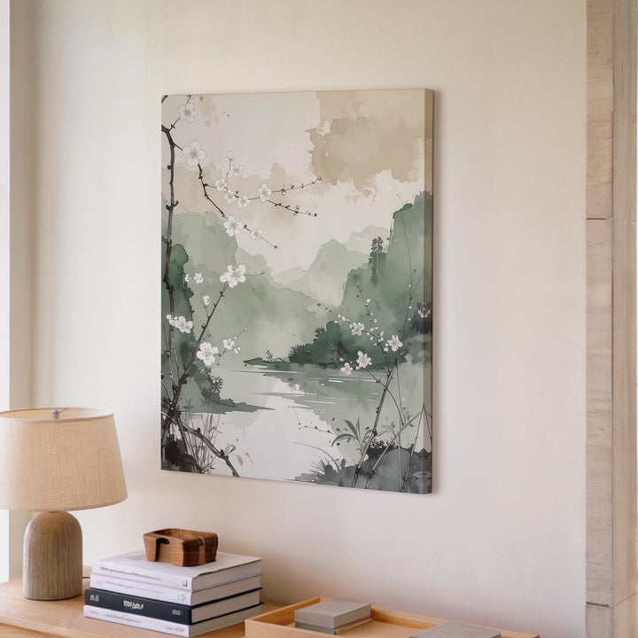 Ethereal Blossom Canvas – Abstract Watercolor of Floating White Flowers - Gifitto