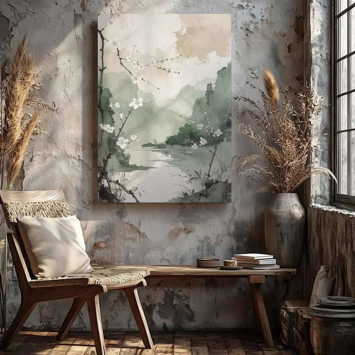 Ethereal Blossom Canvas – Abstract Watercolor of Floating White Flowers - Gifitto