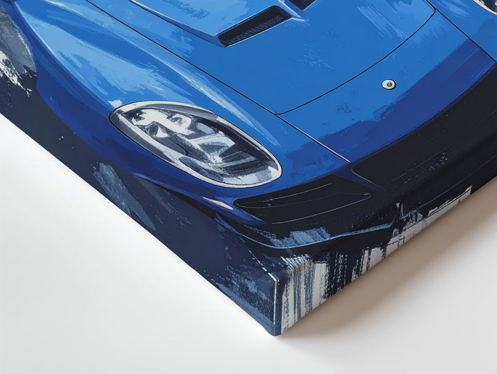 Blue Hypercar Abstract Canvas – Top-Down Automotive Art with Bold Brushstrokes - Gifitto