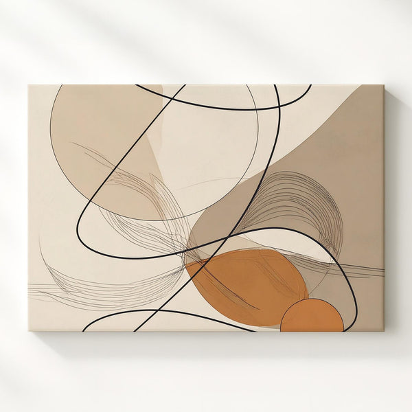 Abstract Geometric and Scribble Art Canvas – Organic Flow with Earthy Tones - Gifitto