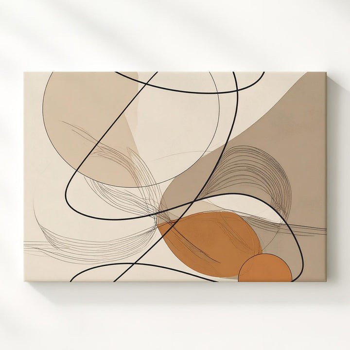 Abstract Geometric and Scribble Art Canvas – Organic Flow with Earthy Tones - Gifitto