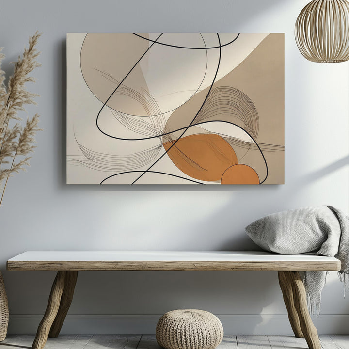 Abstract Geometric and Scribble Art Canvas – Organic Flow with Earthy Tones - Gifitto