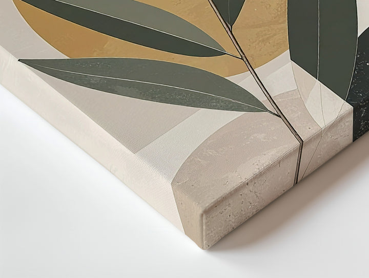 Botanical Abstract Canvas – Minimalist Green Leaves & Geometric Design - Gifitto